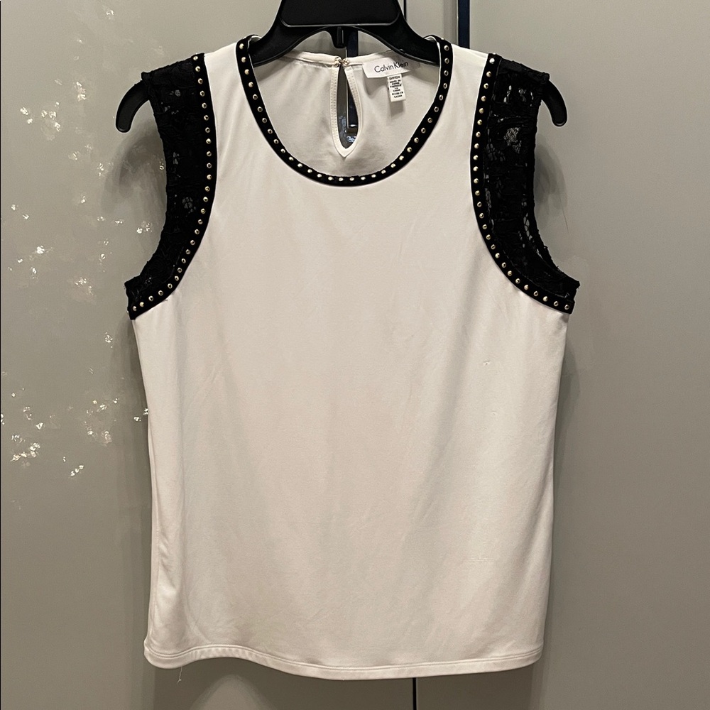 Calvin Klein White and Black Tank Top